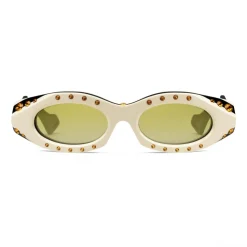Gucci - Oval Sunglasses with Swarovski Crystals - Black - Gucci Eyewear - Avvenice