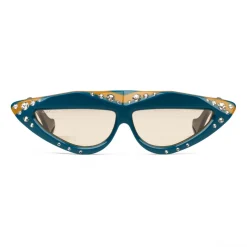Gucci - Oval Sunglasses with Swarovski Crystals - Light Blue and Black - Gucci Eyewear - Avvenice