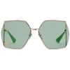 Gucci - Oval-Frame Sunglasses - Gold Light Blue - Gucci Eyewear - Avvenice