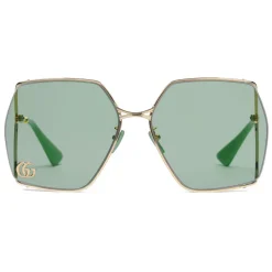Gucci - Oval-Frame Sunglasses - Gold Light Blue - Gucci Eyewear - Avvenice