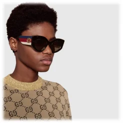 Gucci - Oversize Cat Eye Acetate Sunglasses - Sylvie Web Acetate - Gucci Eyewear - Avvenice