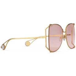 Gucci - Oversize Round Frame Metal Sunglasses - Light Pink - Gucci Eyewear - Avvenice
