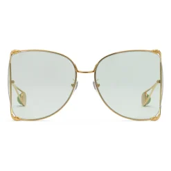 Gucci - Oversize Round Metal Sunglasses - Gold - Gucci Eyewear - Avvenice