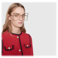 Gucci - Oversized Round Metal Glasses - Gold - Gucci Eyewear - Avvenice