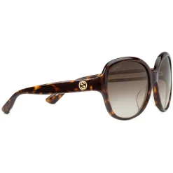 Gucci - Oversized Round Sunglasses in Acetate - Dark Turtle Acetate - Gucci Eyewear - Avvenice
