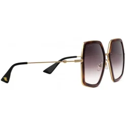Gucci - Oversized Square Sunglasses in Metal - Gold Coloured with Turtle Acetate - Gucci Eyewear - Avvenice