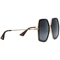Gucci - Oversized Square Sunglasses in Metal - Gold Coloured with Turtle Acetate - Gucci Eyewear - Avvenice