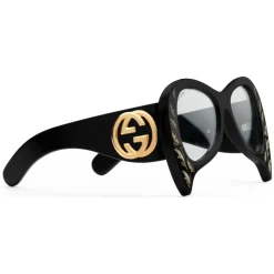 Gucci - Oversized Sunglasses with Mother-of-Pearl Details - Black - Gucci Eyewear - Avvenice