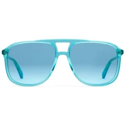 Gucci - Rectangular Acetate Sunglasses - Transparent Blue Acetate - Gucci Eyewear - Avvenice