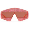 Gucci - Rectangular Acetate Sunglasses with Crystals - Red - Gucci Eyewear - Avvenice