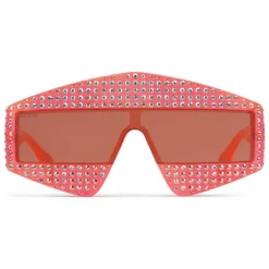 Gucci - Rectangular Acetate Sunglasses with Crystals - Red - Gucci Eyewear - Avvenice