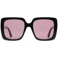 Gucci - Rectangular Acetate Sunglasses - Glossy Black Acetate - Gucci Eyewear - Avvenice