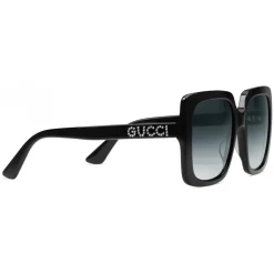 Gucci - Rectangular Acetate Sunglasses - Glossy Black Acetate - Gucci Eyewear - Avvenice
