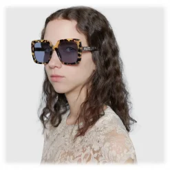 Gucci - Rectangular Acetate Sunglasses - Shiny Spotted Turtle - Gucci Eyewear - Avvenice