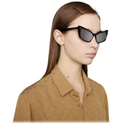 Gucci - Rectangular Acetate Sunglasses - Shiny Black - Gucci Eyewear - Avvenice