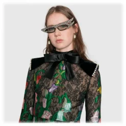 Gucci - Rectangular Angle Acetate Sunglasses with Crystals - Turtle - Gucci Eyewear - Avvenice