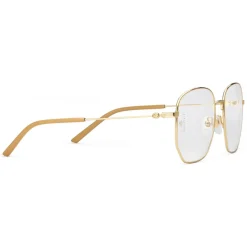 Gucci - Rectangular Frame Metal Glasses - Gold - Gucci Eyewear - Avvenice