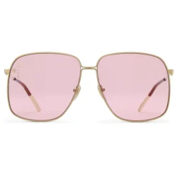 Gucci - Rectangular Metal Sunglasses - Shiny Gold - Gucci Eyewear - Avvenice