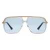 Gucci - Rectangular Metal Sunglasses - Yellow Green Lenses - Gucci Eyewear - Avvenice