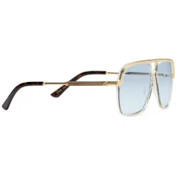 Gucci - Rectangular Metal Sunglasses - Yellow Green Lenses - Gucci Eyewear - Avvenice
