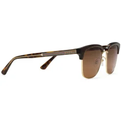Gucci - Rectangular Metal Sunglasses - Shiny Gold and Dark Turtle Acetate - Gucci Eyewear - Avvenice