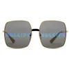 Gucci - Rectangular Metal Sunglasses - Shiny Gold Color with Black Detail on the Bridge - Gucci Eyewear - Avvenice