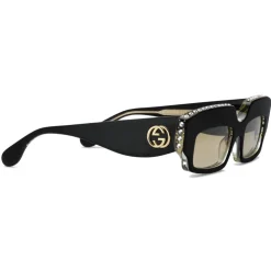 Gucci - Rectangular Sunglasses with Crystals - Black - Gucci Eyewear - Avvenice