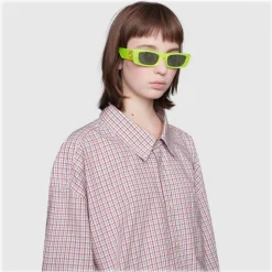 Gucci - Rectangular Sunglasses - Yellow Fluo - Gucci Eyewear - Avvenice