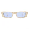 Gucci - Rectangular Sunglasses with Crystals - Ivory - Gucci Eyewear - Avvenice