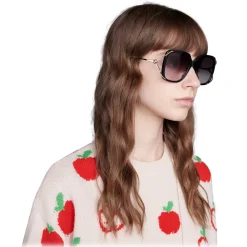 Gucci - Round Acetate and Metal Sunglasses - Black - Gucci Eyewear - Avvenice