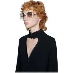 Gucci - Round Acetate and Metal Sunglasses - Ivory - Gucci Eyewear - Avvenice