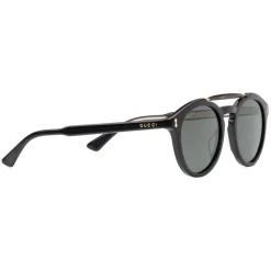Gucci - Round Acetate Sunglasses - Black Acetate with Turtle Detail - Gucci Eyewear - Avvenice