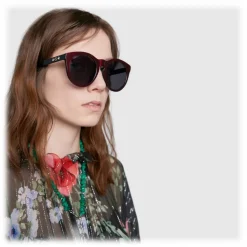 Gucci - Round Acetate Sunglasses - Black and Red Pearl - Gucci Eyewear - Avvenice