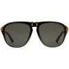 Gucci - Round Acetate Sunglasses - Light and Black Turtle Acetate with Flip Up Detail - Gucci Eyewear - Avvenice