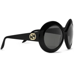 Gucci - Round Acetate Sunglasses - Black - Gucci Eyewear - Avvenice