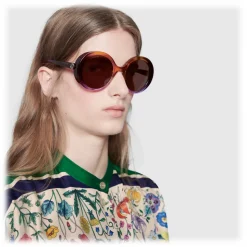 Gucci - Round Frame Acetate Sunglasses - Yellow and Pink Shadow Effect - Gucci Eyewear - Avvenice