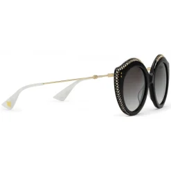 Gucci - Round Frame Acetate Sunglasses - Black Acetate - Gucci Eyewear - Avvenice