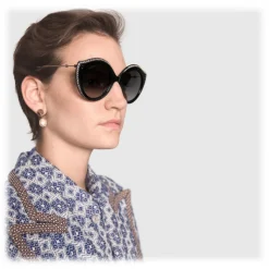 Gucci - Round Frame Acetate Sunglasses - Black Acetate - Gucci Eyewear - Avvenice