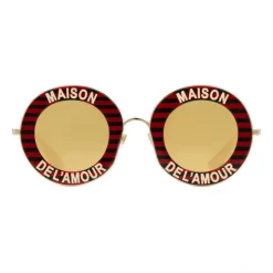 Gucci - Round Frame Acetate Sunglasses - Red Black - Gucci Eyewear - Avvenice