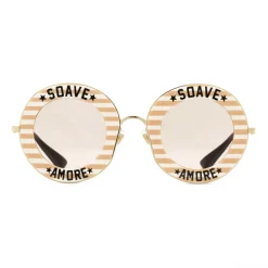 Gucci - Round Frame Acetate Sunglasses - Beige White - Gucci Eyewear - Avvenice