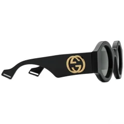Gucci - Round Frame Acetate Sunglasses - Black - Gucci Eyewear - Avvenice