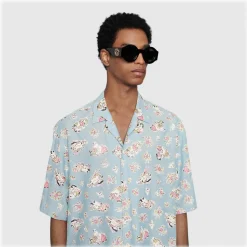 Gucci - Round Frame Acetate Sunglasses - Black - Gucci Eyewear - Avvenice