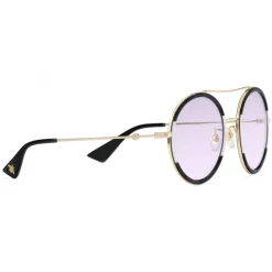 Gucci - Round Frame Metal Sunglasses - Black and Ivory - Gucci Eyewear - Avvenice