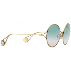 Gucci - Round Frame Metal Sunglasses - Gold Forked Pink and Green - Gucci Eyewear - Avvenice