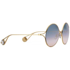 Gucci - Round Frame Metal Sunglasses - Gold Forked - Gucci Eyewear - Avvenice
