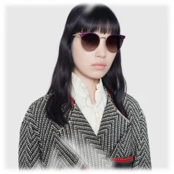 Gucci - Round Frame Metal Sunglasses - Light Tortoiseshell - Gucci Eyewear - Avvenice