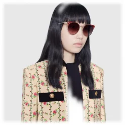 Gucci - Round Frame Metal Sunglasses - Red Enamle - Gucci Eyewear - Avvenice