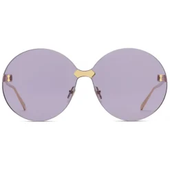 Gucci - Round Frame Rimless Sunglasses - Gold Purple - Gucci Eyewear - Avvenice