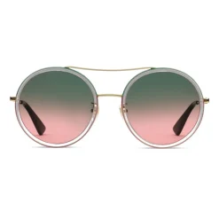 Gucci - Round Metal Sunglasses - Gold Green - Gucci Eyewear - Avvenice