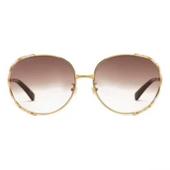Gucci - Round Metal Sunglasses - Gold Beige Ivory - Gucci Eyewear - Avvenice